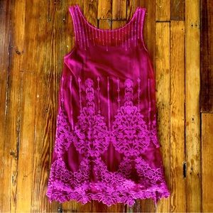 Free People Maroon Overlay Shift Dress XS